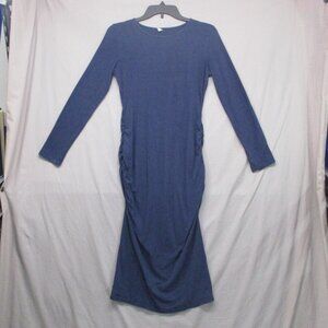 Missufe Long Sleeve Solid Navy Blue Midi Dress Women Size | S